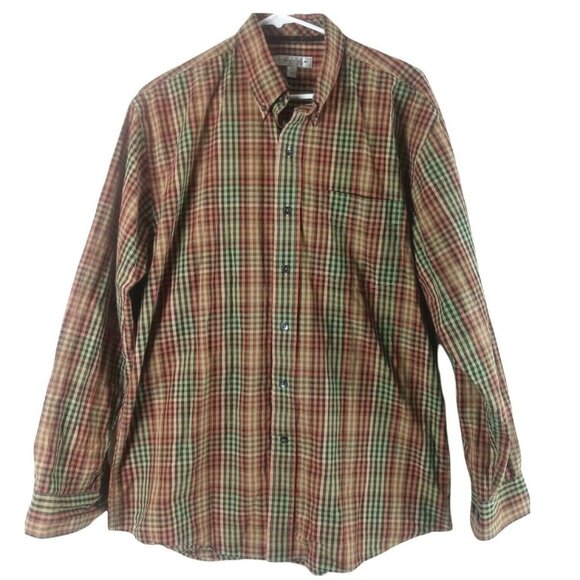 Cutter & Buck Mens Plaid Shirt Checkered Long Sleeve Button Down Large Pocket - Picture 1 of 5